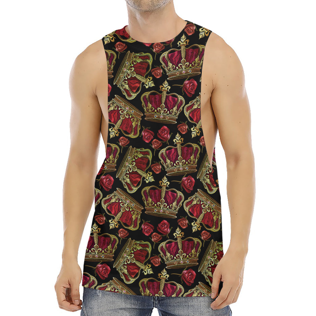Embroidery Crown Pattern Print Men's Muscle Tank Top