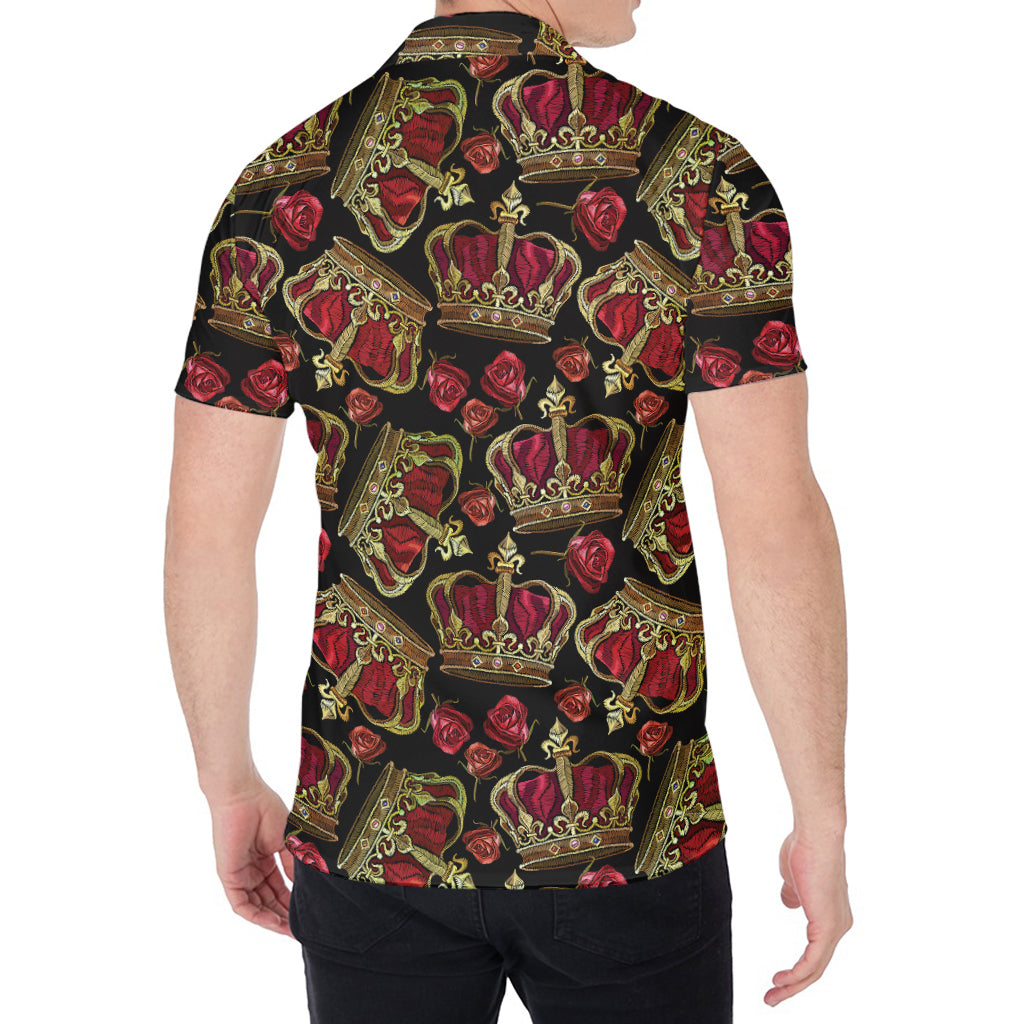 Embroidery Crown Pattern Print Men's Shirt