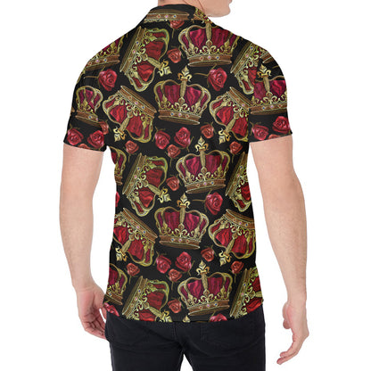 Embroidery Crown Pattern Print Men's Shirt