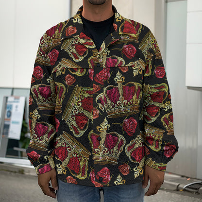 Embroidery Crown Pattern Print Men's Shirt Jacket