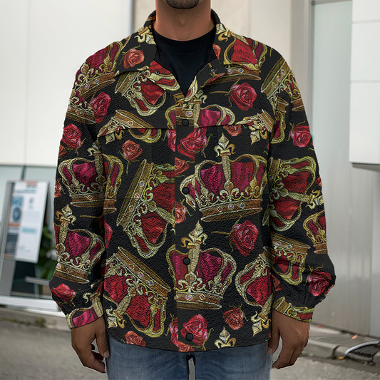 Embroidery Crown Pattern Print Men's Shirt Jacket