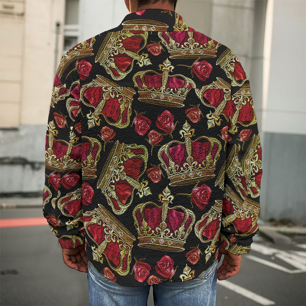 Embroidery Crown Pattern Print Men's Shirt Jacket