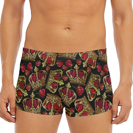 Embroidery Crown Pattern Print Men's Short Boxer Briefs