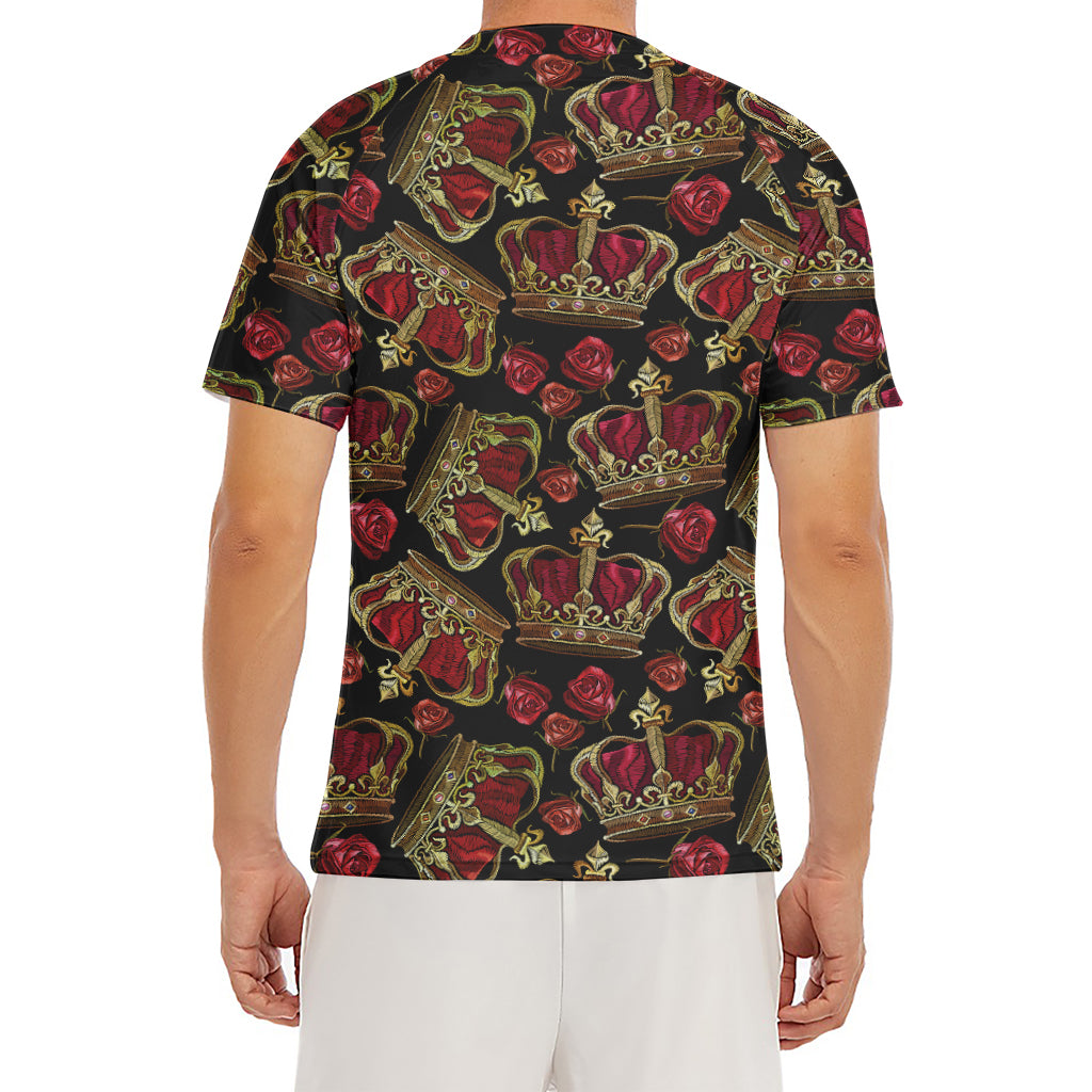 Embroidery Crown Pattern Print Men's Short Sleeve Rash Guard