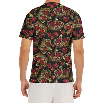 Embroidery Crown Pattern Print Men's Short Sleeve Rash Guard