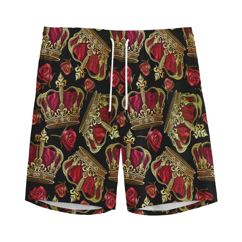 Embroidery Crown Pattern Print Men's Sports Shorts