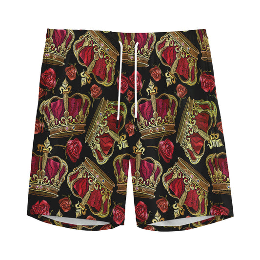 Embroidery Crown Pattern Print Men's Sports Shorts
