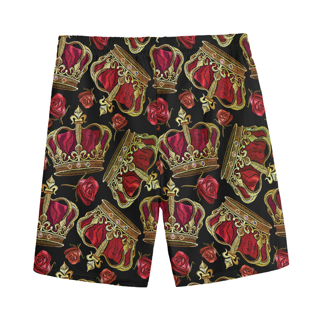 Embroidery Crown Pattern Print Men's Sports Shorts