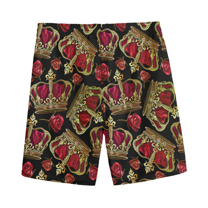 Embroidery Crown Pattern Print Men's Sports Shorts
