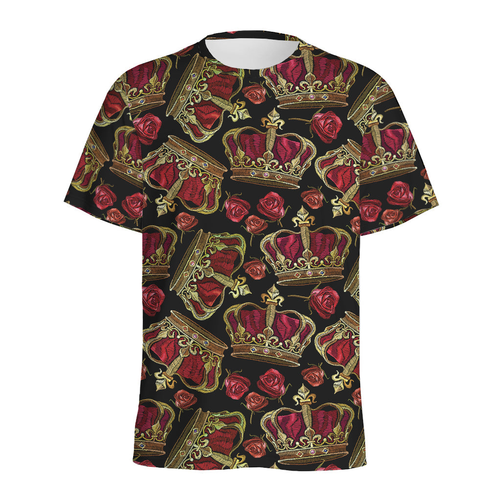 Embroidery Crown Pattern Print Men's Sports T-Shirt