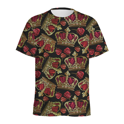 Embroidery Crown Pattern Print Men's Sports T-Shirt