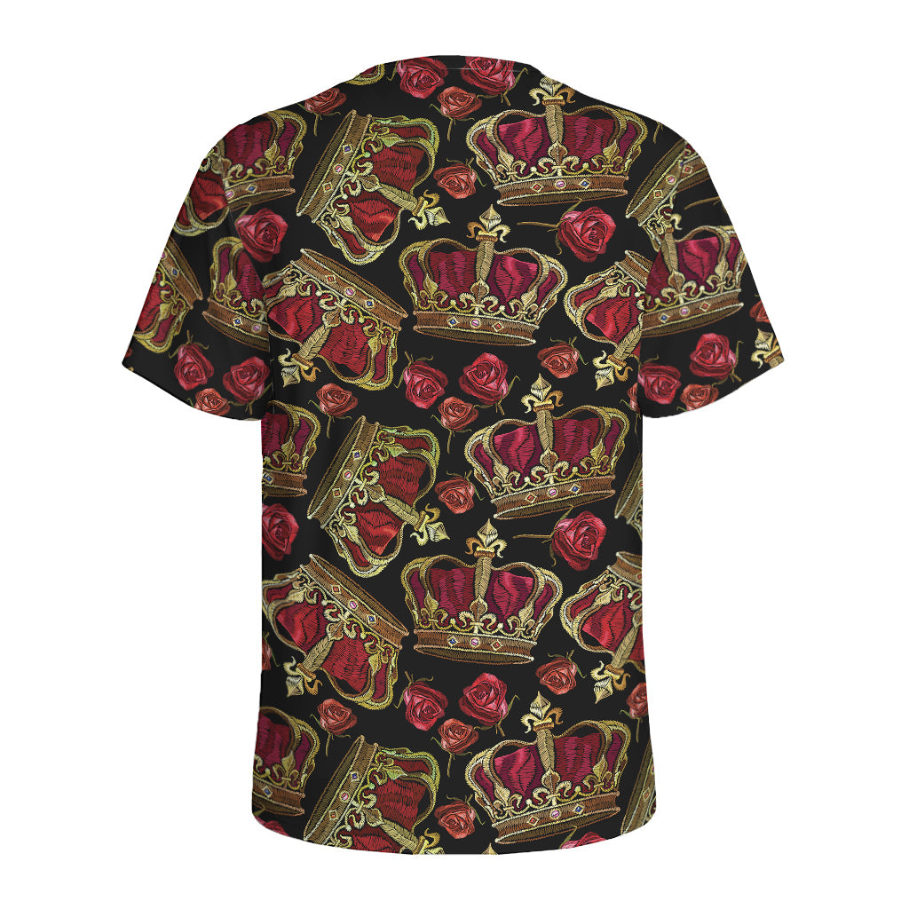 Embroidery Crown Pattern Print Men's Sports T-Shirt