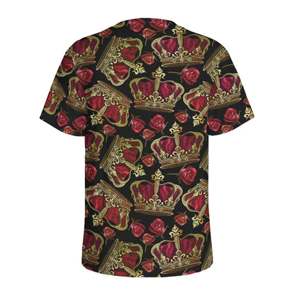 Embroidery Crown Pattern Print Men's Sports T-Shirt