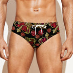 Embroidery Crown Pattern Print Men's Swim Briefs