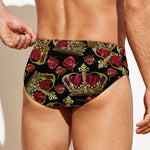 Embroidery Crown Pattern Print Men's Swim Briefs