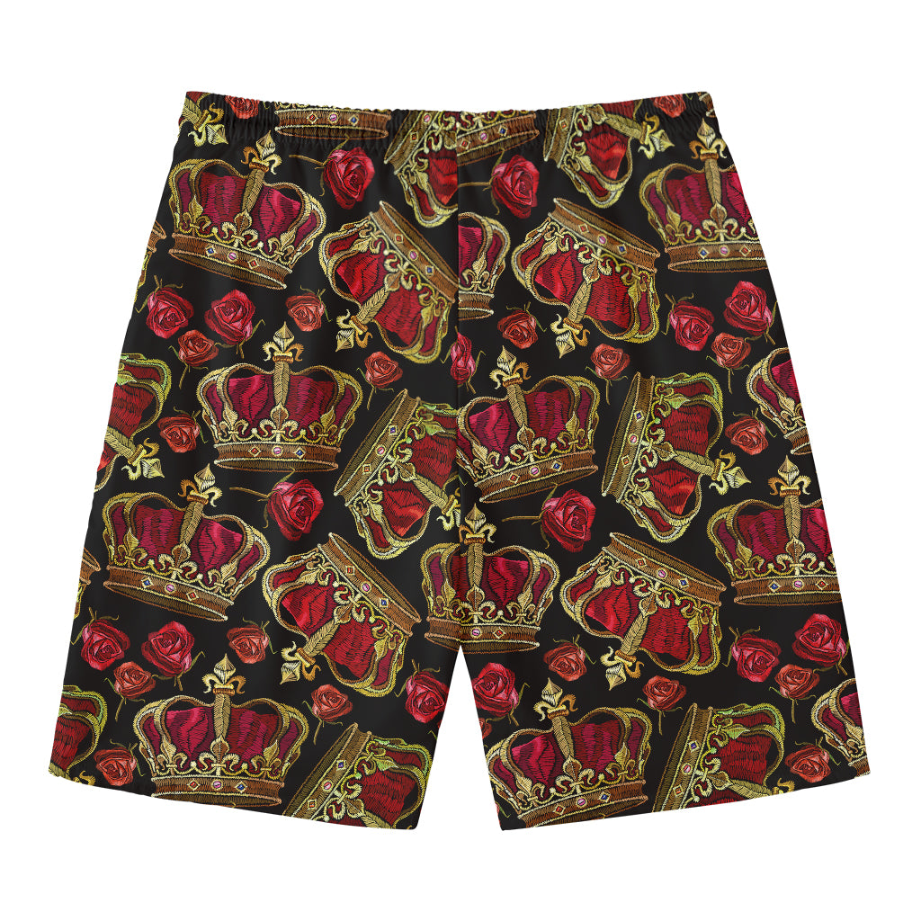Embroidery Crown Pattern Print Men's Swim Trunks
