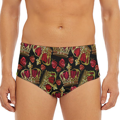 Embroidery Crown Pattern Print Men's Triangle Swim Briefs