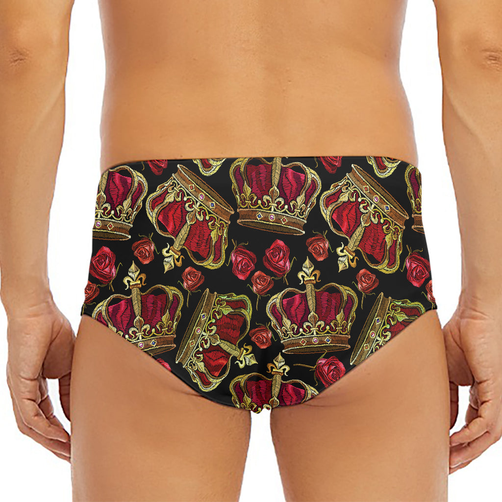 Embroidery Crown Pattern Print Men's Triangle Swim Briefs