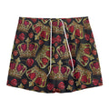 Embroidery Crown Pattern Print Mesh Shorts