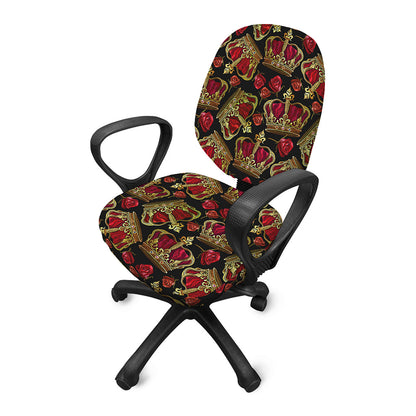 Embroidery Crown Pattern Print Office Chair Cover