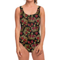 Embroidery Crown Pattern Print One Piece Swimsuit