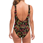 Embroidery Crown Pattern Print One Piece Swimsuit