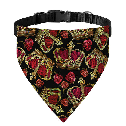 Embroidery Crown Pattern Print Over The Collar Dog Bandana