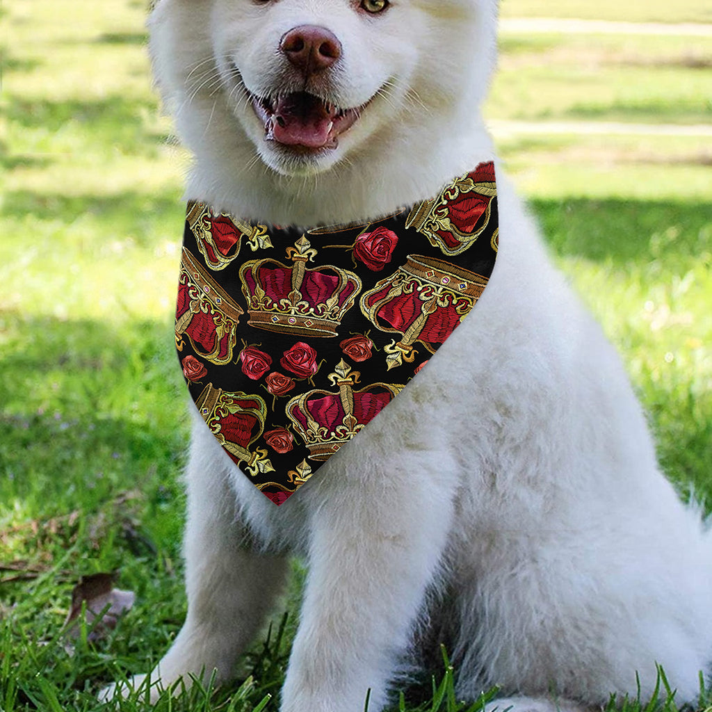 Embroidery Crown Pattern Print Over The Collar Dog Bandana
