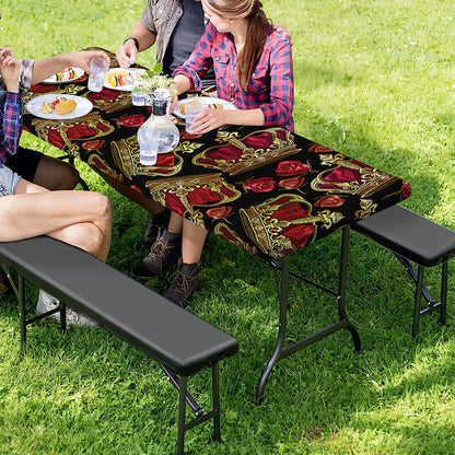 Embroidery Crown Pattern Print Picnic Table Cover