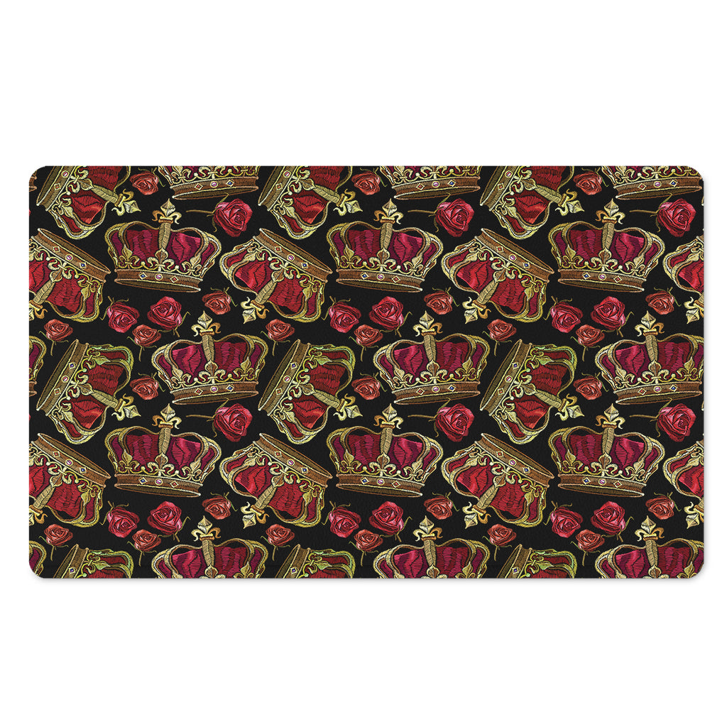 Embroidery Crown Pattern Print Polyester Doormat