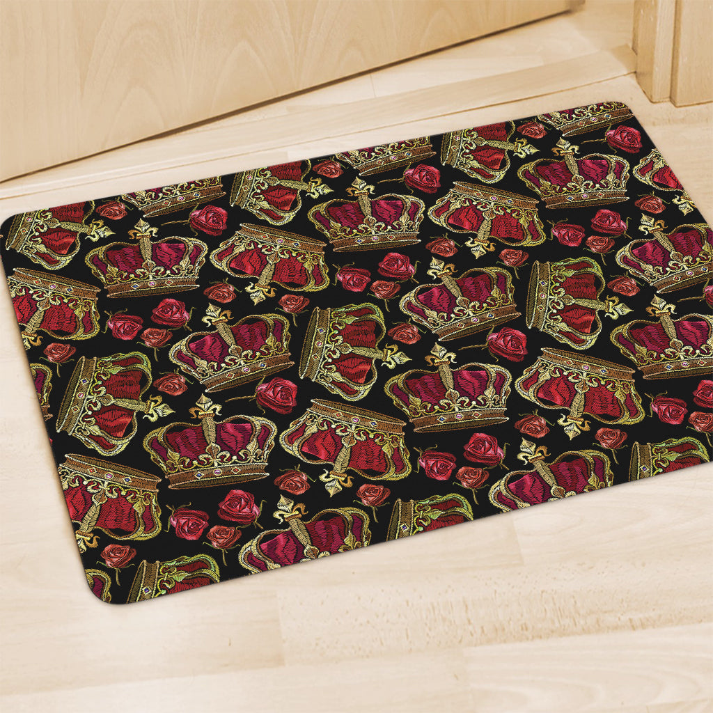 Embroidery Crown Pattern Print Polyester Doormat