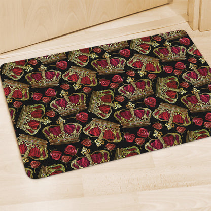 Embroidery Crown Pattern Print Polyester Doormat