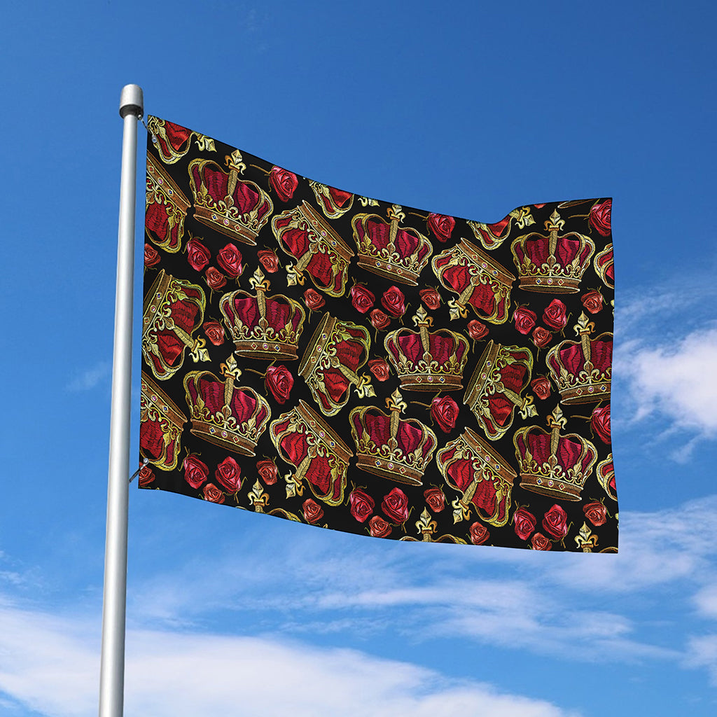 Embroidery Crown Pattern Print Polyester Flag