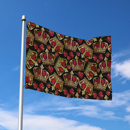 Embroidery Crown Pattern Print Polyester Flag