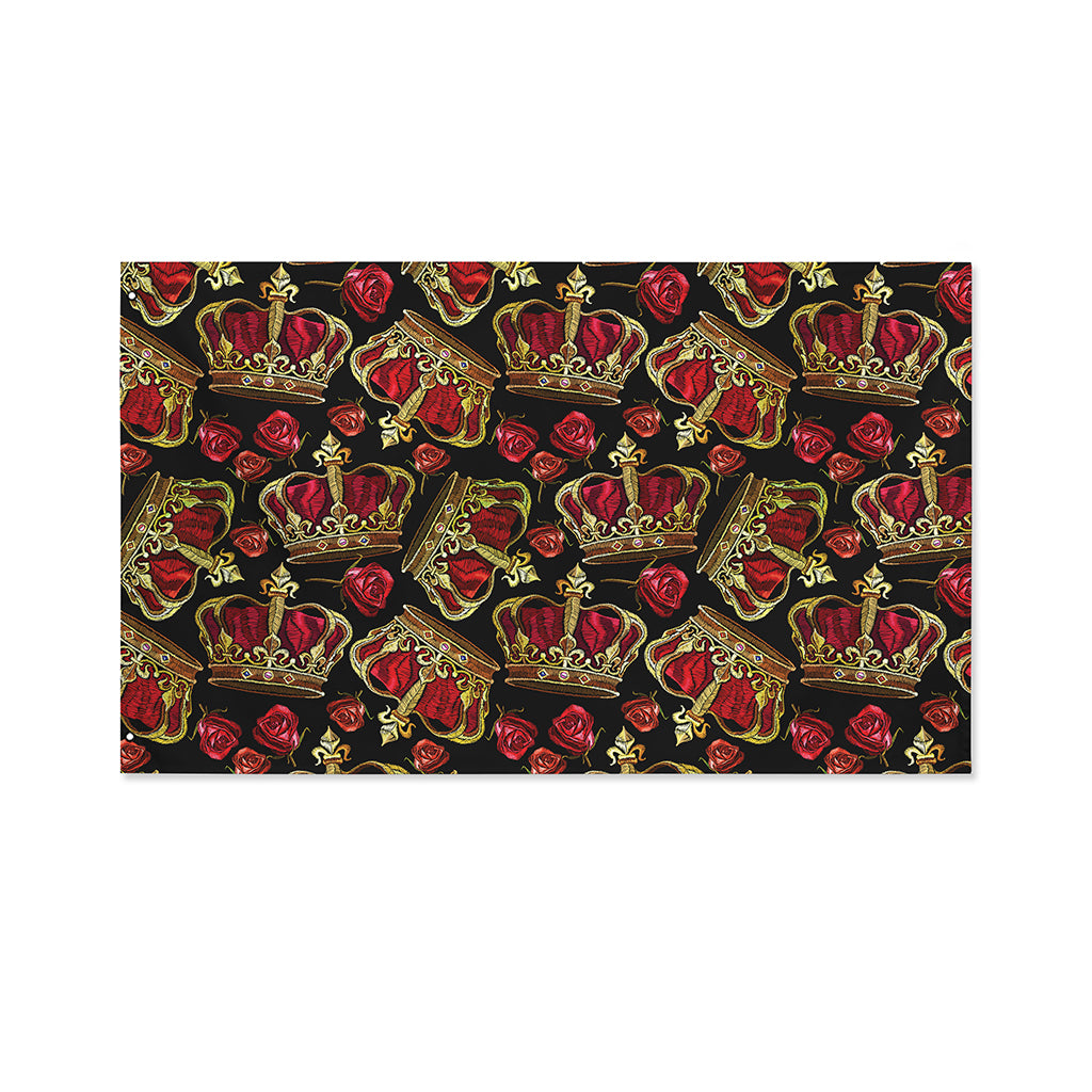 Embroidery Crown Pattern Print Polyester Flag