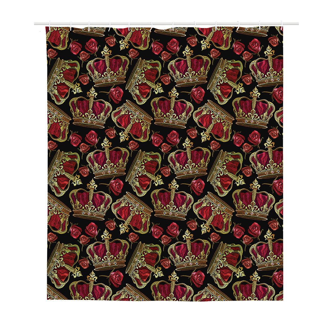 Embroidery Crown Pattern Print Polyester Shower Curtain