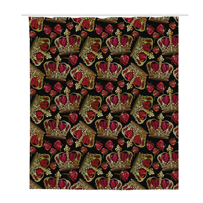 Embroidery Crown Pattern Print Polyester Shower Curtain