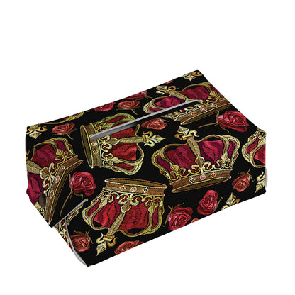 Embroidery Crown Pattern Print Rectangle Tissue Box Cover