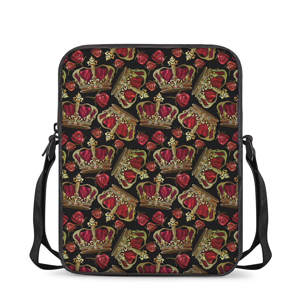 Embroidery Crown Pattern Print Rectangular Crossbody Bag