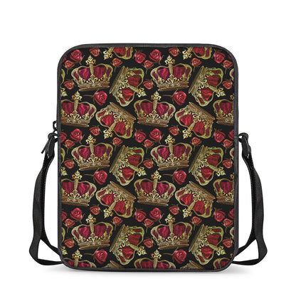 Embroidery Crown Pattern Print Rectangular Crossbody Bag