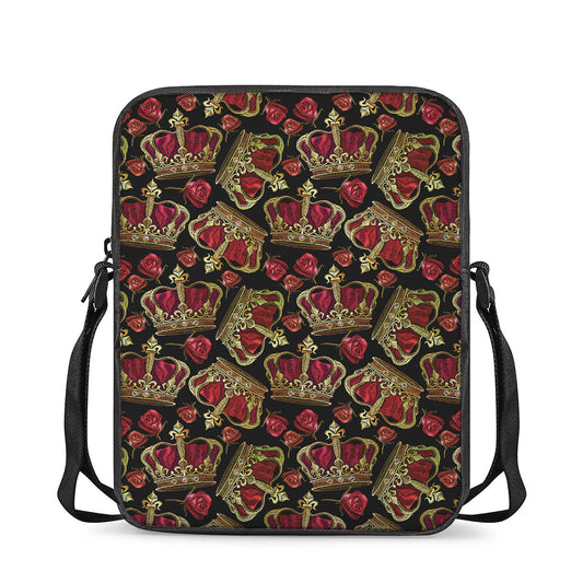 Embroidery Crown Pattern Print Rectangular Crossbody Bag
