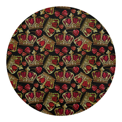 Embroidery Crown Pattern Print Round Blanket