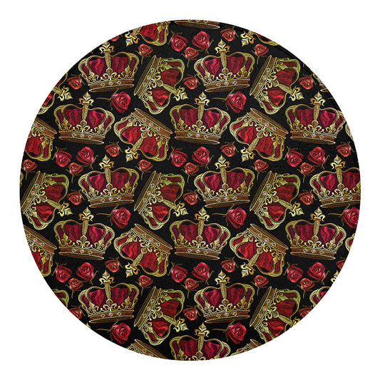 Embroidery Crown Pattern Print Round Blanket