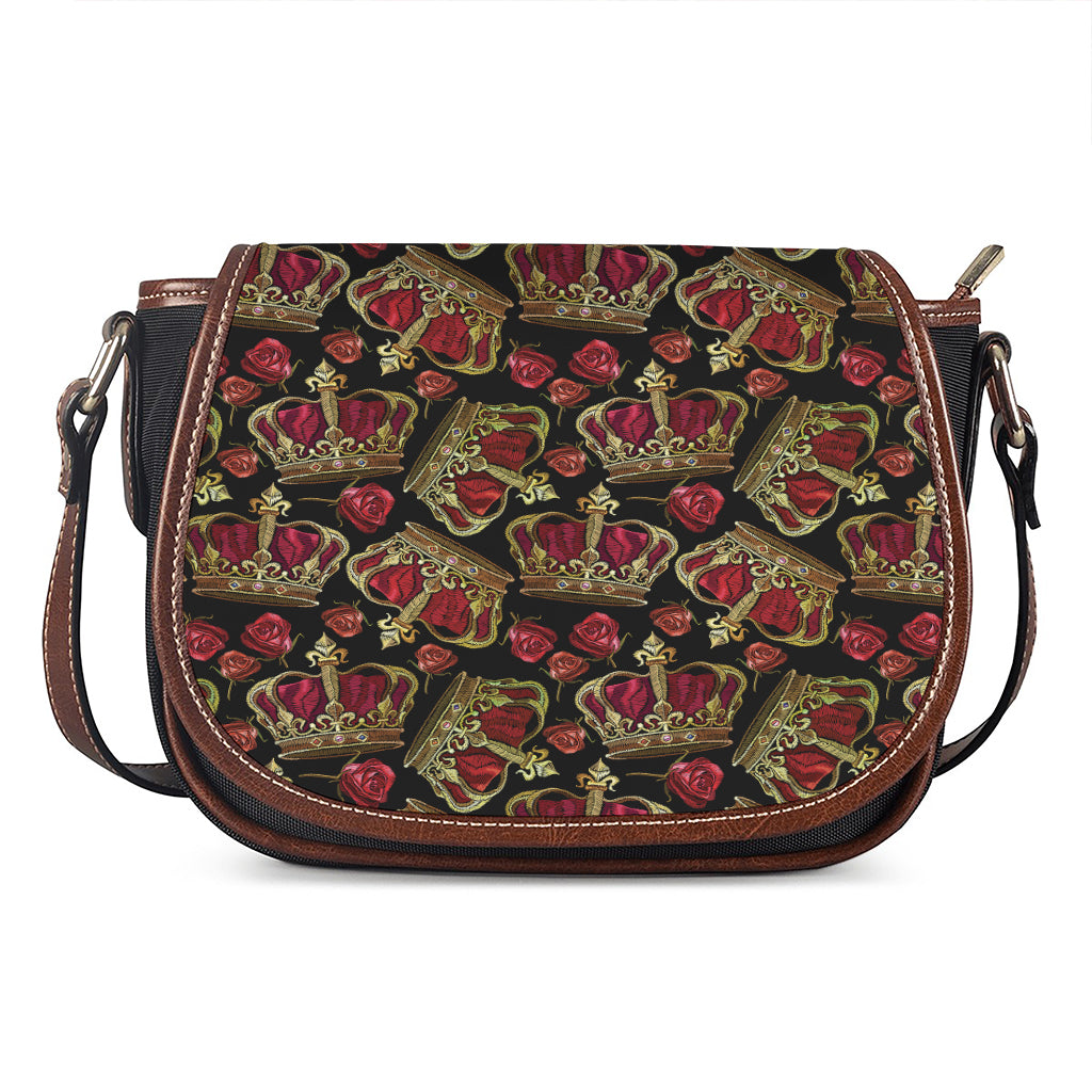 Embroidery Crown Pattern Print Saddle Bag