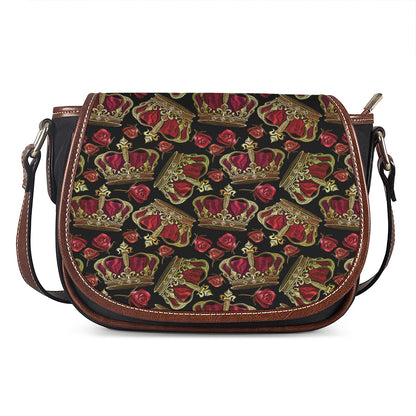 Embroidery Crown Pattern Print Saddle Bag