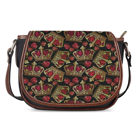 Embroidery Crown Pattern Print Saddle Bag