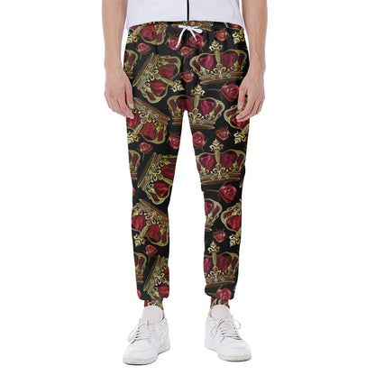 Embroidery Crown Pattern Print Scuba Joggers