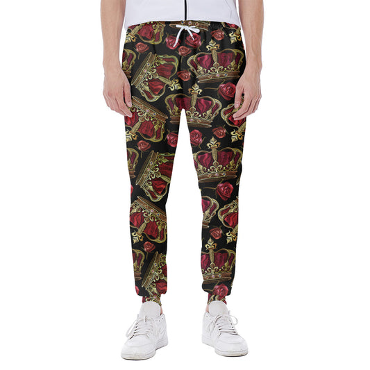 Embroidery Crown Pattern Print Scuba Joggers