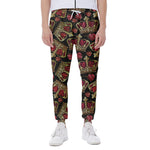 Embroidery Crown Pattern Print Scuba Joggers