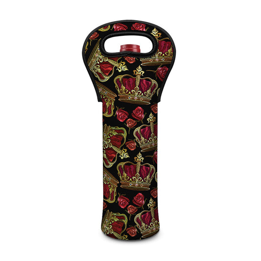 Embroidery Crown Pattern Print Single Neoprene Wine Tote
